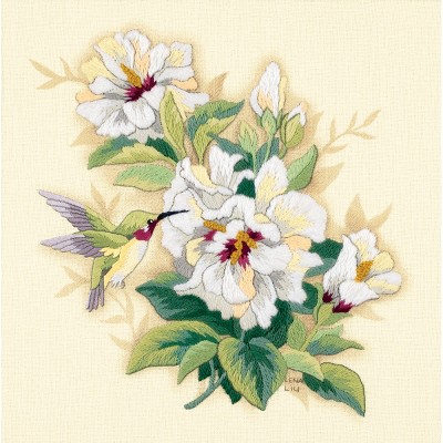 11 W x 12 H Dimensions Bucket of Flowers Crewel Embroidery Kit 