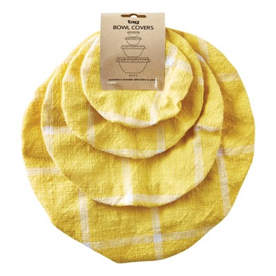 tagltd Classic Check Bowl Cover Set of 4 Yellow