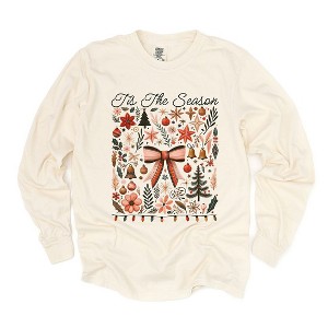 Simply Sage Market Women's Tis The Season Coquette Long Sleeve Garment Dyed Tee - 1 of 4
