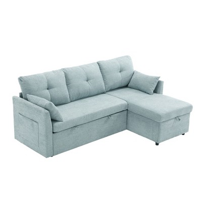 NicBex L-Shaped Chenille Reversible Sleeper Sectional Sofa with Storage Chaise for Living Room,Apartment,Office