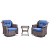 Buenhomino 3-Piece Outdoor Wicker Swivel Rocker Chair Set with Side Table, All-Weather PE Rattan Glider Chairs with Cushions for Patio or Deck - 3 of 4