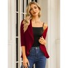 Womens Open Front Peplum Hem 3/4 Sleeve Casual Blazer Cardigan Jacket - 3 of 4