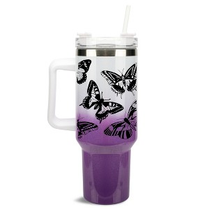 Elanze Designs Large Monarch Butterfly Garden 40 oz. Stainless Steel, Large Water Bottle Coffee Mug, Spill & Leak Resistant, Thermal Travel Tumbler - 1 of 1