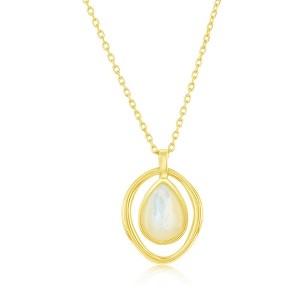 Bella Silver Sterling Silver, Pearshaped MOP, Oval Necklace - Gold Plated - Gold - 16+2 Inch - 1 of 2
