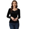 Allegra K Women's Velvet Sweetheart Neck Elegant Long Sleeves Blouses - 3 of 4