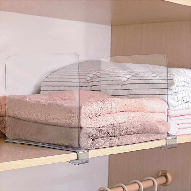Sorbus 4 Acrylic Shelf Dividers Great Organizer for Clothes, Linens, Purse Separators, Kitchen Cabinets and more (4-Pack), 2 of 9