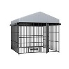Outdoor Dog Kennel Large Pet Enclosure Metal Pens with Roof Cover (6.6'L x 6.6'W x 6.4'H) - 2 of 4