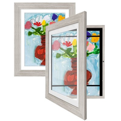 Americanflat Kids Art Frame 10x12.5 inches with 8.5x11 inches Mat - Composite Wood And Glass (2 Pack)