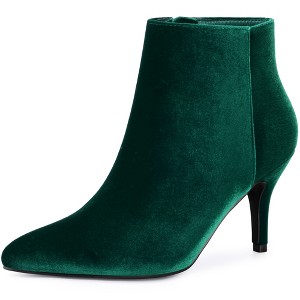 Allegra K Women's Pointy Toe Stiletto Heels Ankle Boots - 1 of 3
