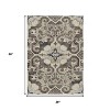 HomeRoots 3' X 5' Chocolate And Taupe Damask Washable Indoor Outdoor Area Rug - 3 of 4
