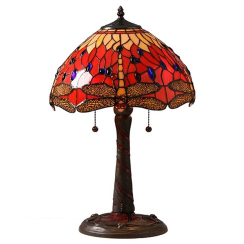 20 Style Dragonfly Lamp, Red Mosaic Glass Table Lamp