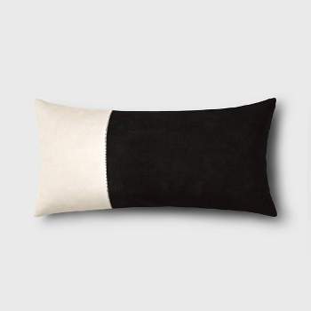 Oversized Colorblock Pieced Suede Lumbar Throw Pillow - Threshold™