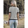 INSPIRE CHIC Women's Striped Short Sleeve Button Color Block Knitted Casual Crew Neck Cardigan - 3 of 4