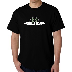 LA Pop Art Believe UFO - Men's Word Art T-Shirt - 1 of 4