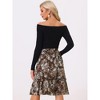 INSPIRE CHIC Women's Ruffle Hem Elastic Waist Flowy A-Line Swing Floral Midi Skirt - 4 of 4