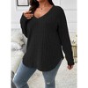 Womens Plus Size V Neck Long Sleeve Shirt Fall Fashion Tops Tunic Dressy Casual Sweater Clothes Cute Trendy Work Outfits 2025 - 3 of 4