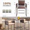 VINGLI 3 PCS Patio Bar Set Wicker, Outdoor Bar Table and Bar Stools with Storage Shelf and Cushions, Bar Height Outdoor Table and Chairs - 3 of 4