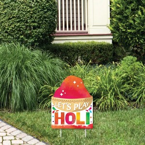 Big Dot of Happiness Holi Hai - Outdoor Lawn Sign - Festival of Colors Party Yard Sign - 1 Piece - 1 of 4