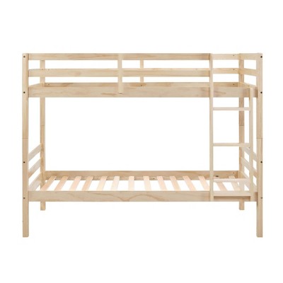 Dsvimoy Bed Wooden Twin Over Twin with Safety Guardrails and Ladder for Kids, Beige, 80.2"*14"*6.4"