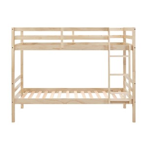 Dsvimoy Bed Wooden Twin Over Twin with Safety Guardrails and Ladder for Kids, Beige, 80.2"*14"*6.4" - 1 of 4