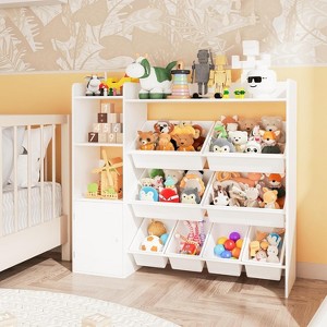 43.5 Inch Wide Storage Organizer with 8 Removable Bins & Multiple Cubbies, 4-Tier Storage Shelf for Books, and Crafts, Bookcase for Bedroom, Classroom - 1 of 4