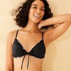 Women's Contrast Stitch Tie-Front Ruffle Bikini Top - Wild Fable™ Black/ White - 3 of 4