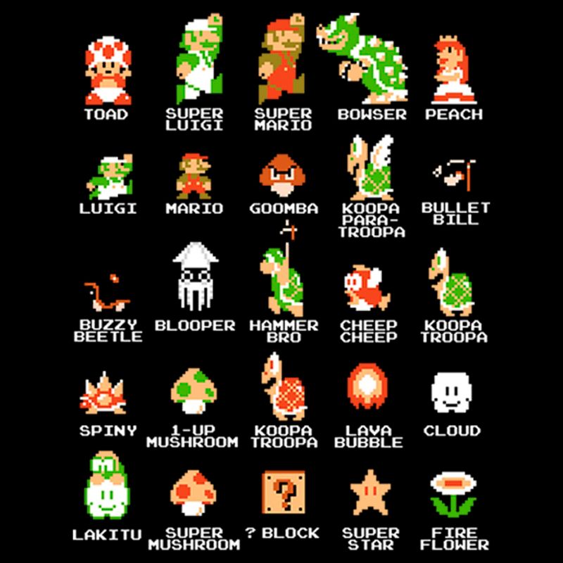 Men's Nintendo Super Mario Bros Character Guide Pull Over Hoodie, 2 of 5