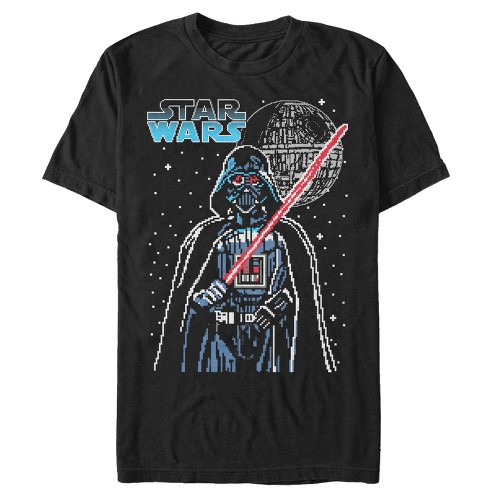 Men's Star Wars Pixel Darth Vader Death Star T-shirt - Black - Small ...