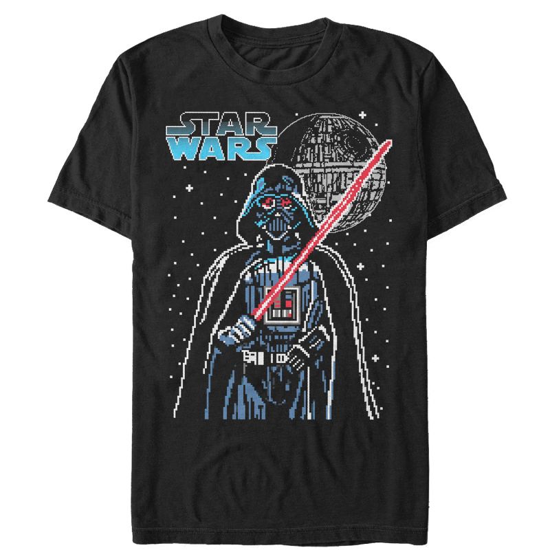 Men's Star Wars Pixel Darth Vader Death Star T-Shirt, 1 of 5
