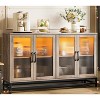 55" Modern Sideboard Buffet with Power Outlet & LED Lights - 4-Door Storage Cabinet with Adjustable Shelves - 2 of 4