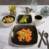 Gibson Soho Lounge Square Glazed Stoneware 16 Piece Dinnerware Set, Black/White - 4 of 4