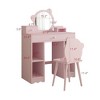 GustoWave Kids Vanity Set with Chair, 2-In-1 Princess Makeup Desk & Dressing Table for Toddler Girls, Pink Vanity,Storage Drawers & Shelves - 3 of 4
