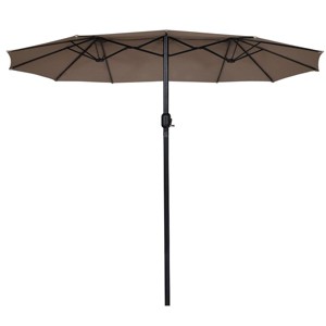 Tangkula 15'Patio Umbrella Double-Sided Outdoor Shade Offset Tan - 1 of 4