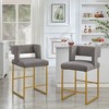 Lyngins Bar Stools Set of 2 with Open Backrest,Upholstered Kitchen Chairs with Built-in Footrest,Velvet Counter Stools for Kitchen Island,Pub - 2 of 4