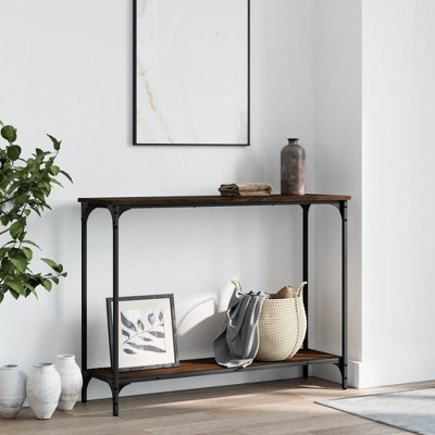 vidaXL Console Table Brown Oak 39.8 in.x12 in.x29.5 in. Engineered Wood