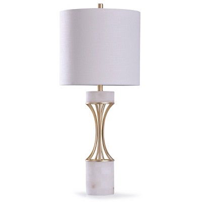 Abyaz Concave Metal Table Lamp with Marble Accent Drum Shade Gold - StyleCraft