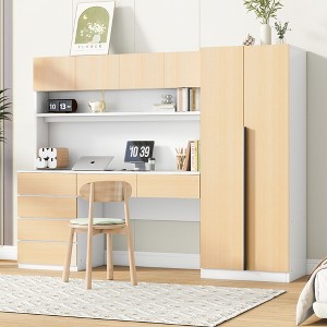 Whisen 2-Door Wooden Storage Desk Wardrobe for Bedroom with Shelves and Drawers - 1 of 4