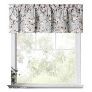 Ellis Bella Rose Stylish Medium Scale Printed Floral Pattern 1.5" Rod Pocket Tailored Valance 58"x15" Mist - 1 of 4