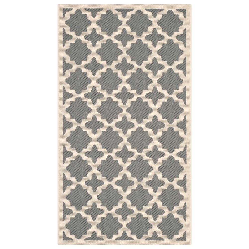  x 5' Rectangle Natalie Outdoor Patio Rug Anthracite/Beige