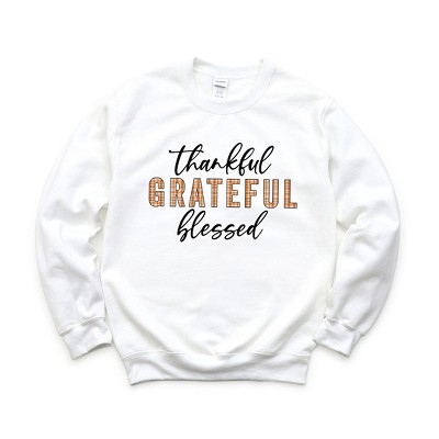 Simply Sage Market Women's Graphic Sweatshirt Thankful Grateful Blessed Plaid