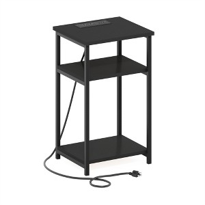 Furinno Moretti 3-Tier USB and Type-C Charging Port Open Storage Side Table with Metal Frame, Americano - 1 of 1