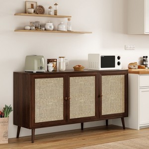 Okak Sideboard Buffet Cabinet, Accent Cabinet with 3 Doors and 3 Shelves, Storage Cabinet for Living Room, Entryway, Hallway, Office, Nature - 1 of 4