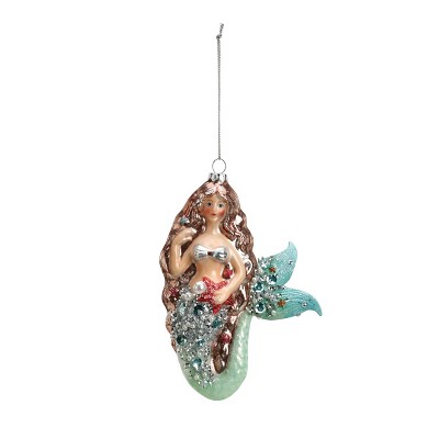 DEMDACO Enchanted Mermaid Glass Ornament 6 x 4 - Blue