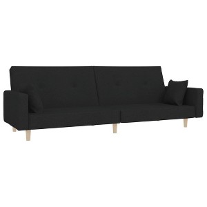 vidaXL Sofa Bed Black Fabric (100% polyester), wood, plastic 2-seater size - 1 of 4