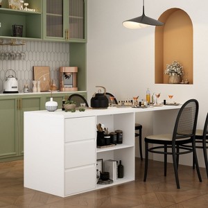 FUFU&GAGA White Kitchen Island With Storage Cabinet - 1 of 4