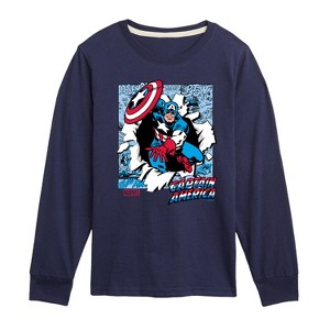 Boys' - Marvel - Captain America Panels Long Sleeve Graphic T-Shirt - 1 of 3