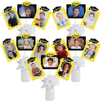 Big Dot of Happiness Yellow Grad - Best is Yet to Come - Graduation Party Picture Centerpiece Sticks - Photo Table Toppers - 15 Pieces