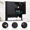Wood Wall Mounted Bathroom Storage Cabinet with Adjustable Shelf and Towel Bar, 2-Tier Cabinet for Bathroom Living Room Laundry Room Kitchen - 4 of 4