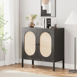 Garvee Modern Storage Cabinet with Fluted Glass Doors and Adjustable Shelves – Elegant MDF Sideboard for Dining Room, Living Room, - 1 of 4