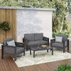 4-Piece Outdoor Patio Furniture Set with Acacia Wood Frame and Water-Resistant Cushions for Backyard or Deck-Baofuwish - 2 of 4